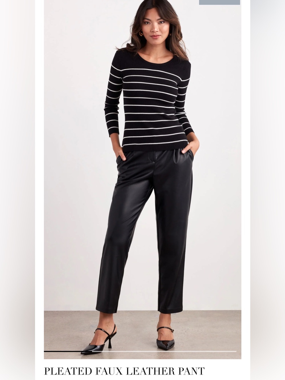 Like new !!  Pleated Faux Leather Straight-Leg Pants